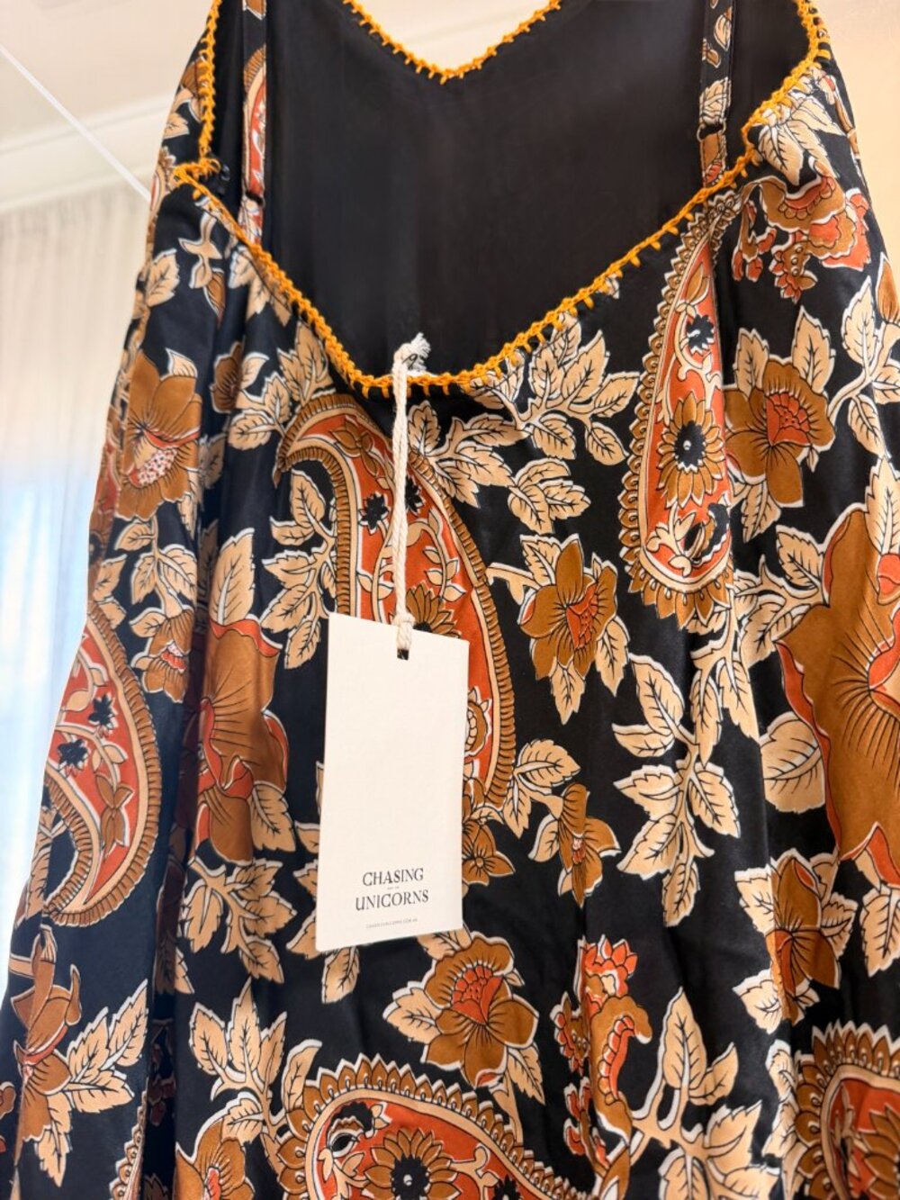 NWT Chasing Unicorns Wonderful Tonight Silk and Fringe Slip Dress - Picture 11 of 12